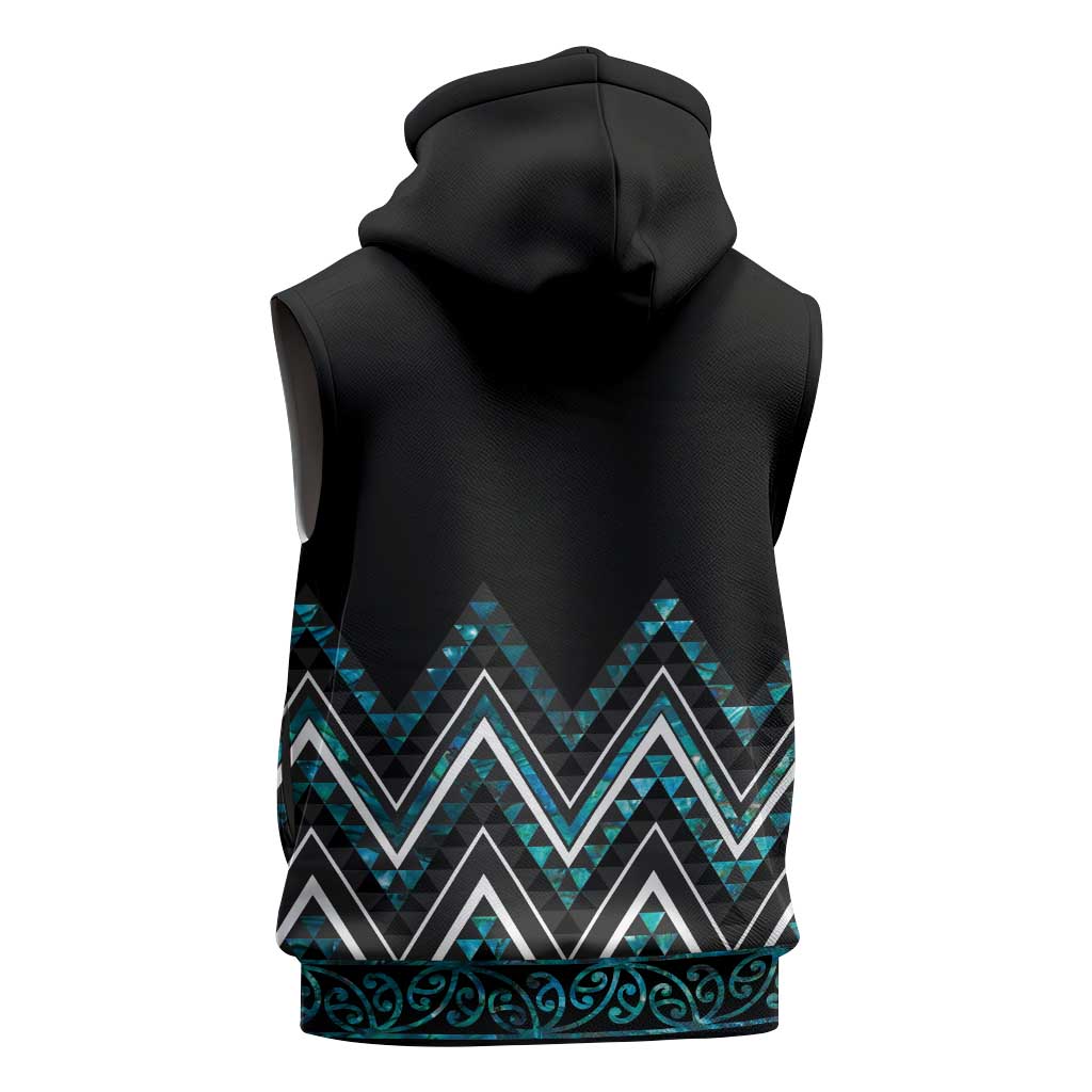 Paua Shell Aotearoa Mangopare Kowhaiwhai Niho Taniwha Sleeveless Zip Hoodie Maori New Zealand LT14 - Polynesian Pride