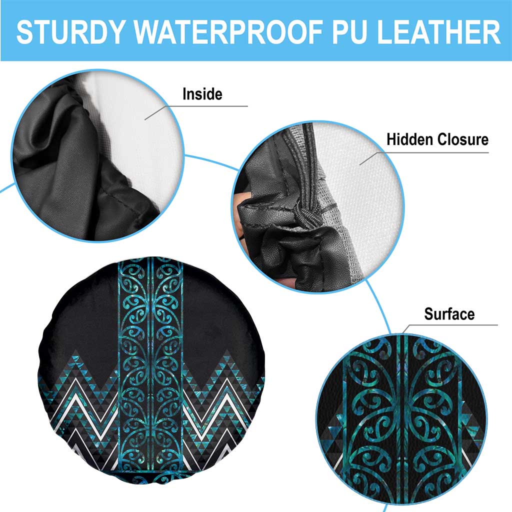 Paua Shell Aotearoa Mangopare Kowhaiwhai and Niho Taniwha Spare Tire Cover Maori New Zealand LT14 - Polynesian Pride