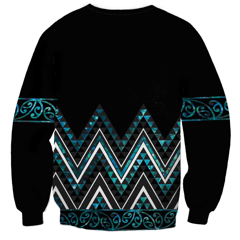 Paua Shell Aotearoa Mangopare Kowhaiwhai and Niho Taniwha Sweatshirt Maori New Zealand LT14 - Polynesian Pride