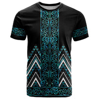 Paua Shell Aotearoa Mangopare Kowhaiwhai and Niho Taniwha T Shirt Maori New Zealand LT14 Turquoise - Polynesian Pride