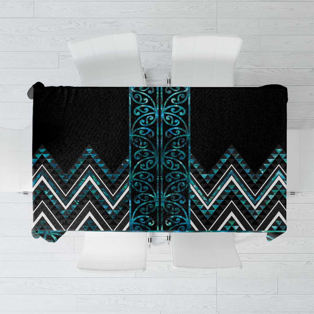 Paua Shell Aotearoa Mangopare Kowhaiwhai and Niho Taniwha Tablecloth Maori New Zealand LT14 Turquoise - Polynesian Pride