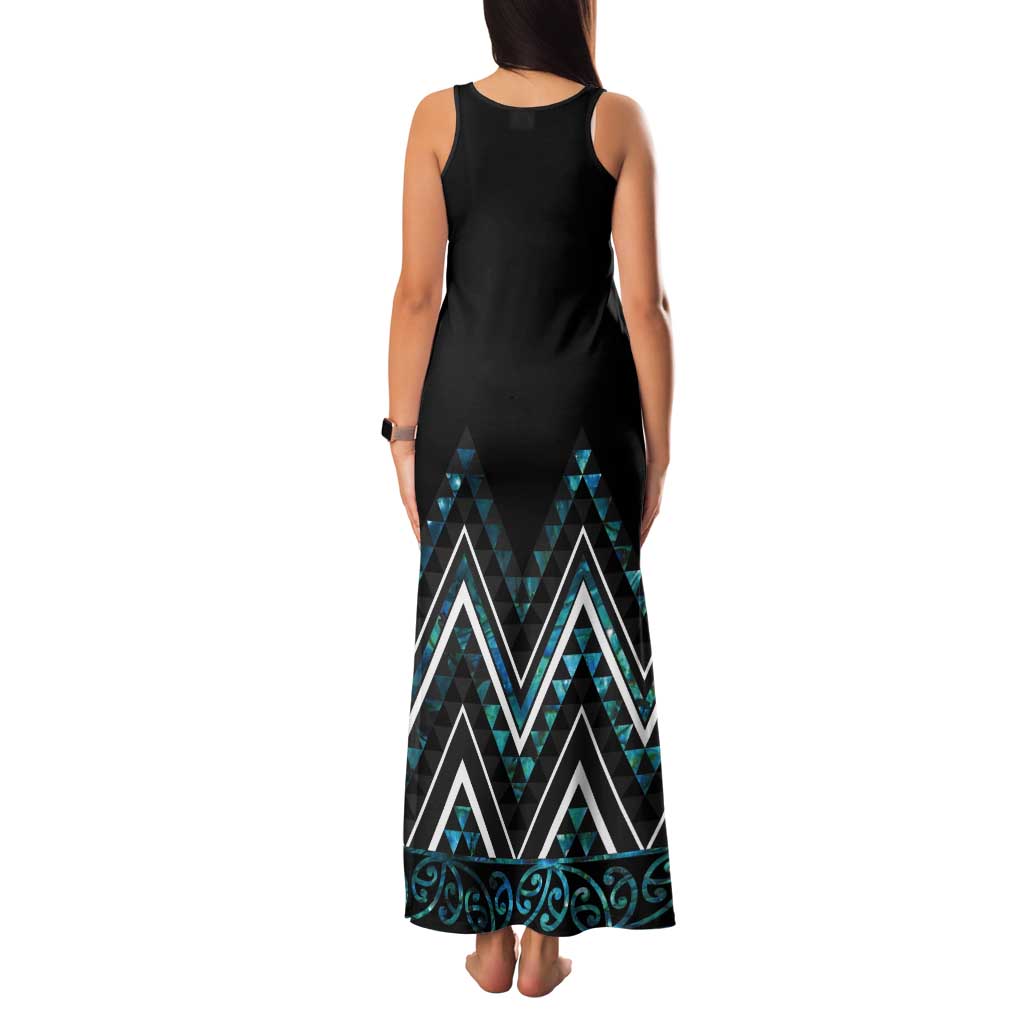 Paua Shell Aotearoa Mangopare Kowhaiwhai and Niho Taniwha Tank Maxi Dress Maori New Zealand LT14 - Polynesian Pride