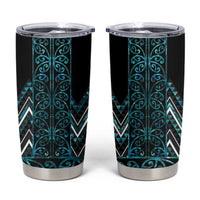 Paua Shell Aotearoa Mangopare Kowhaiwhai and Niho Taniwha Tumbler Cup Maori New Zealand LT14 Turquoise - Polynesian Pride