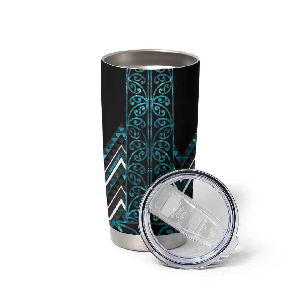 Paua Shell Aotearoa Mangopare Kowhaiwhai and Niho Taniwha Tumbler Cup Maori New Zealand LT14 - Polynesian Pride