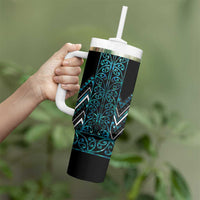 Paua Shell Aotearoa Mangopare Kowhaiwhai and Niho Taniwha Tumbler With Handle Maori New Zealand LT14 - Polynesian Pride
