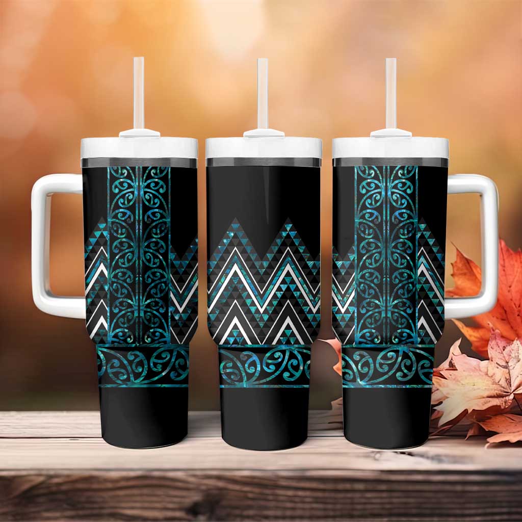 Paua Shell Aotearoa Mangopare Kowhaiwhai and Niho Taniwha Tumbler With Handle Maori New Zealand LT14 - Polynesian Pride