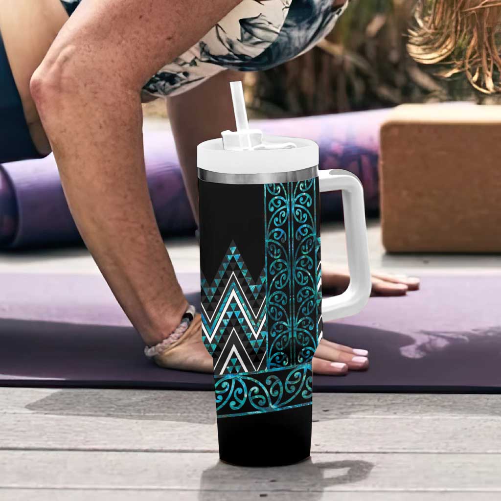 Paua Shell Aotearoa Mangopare Kowhaiwhai and Niho Taniwha Tumbler With Handle Maori New Zealand LT14 - Polynesian Pride