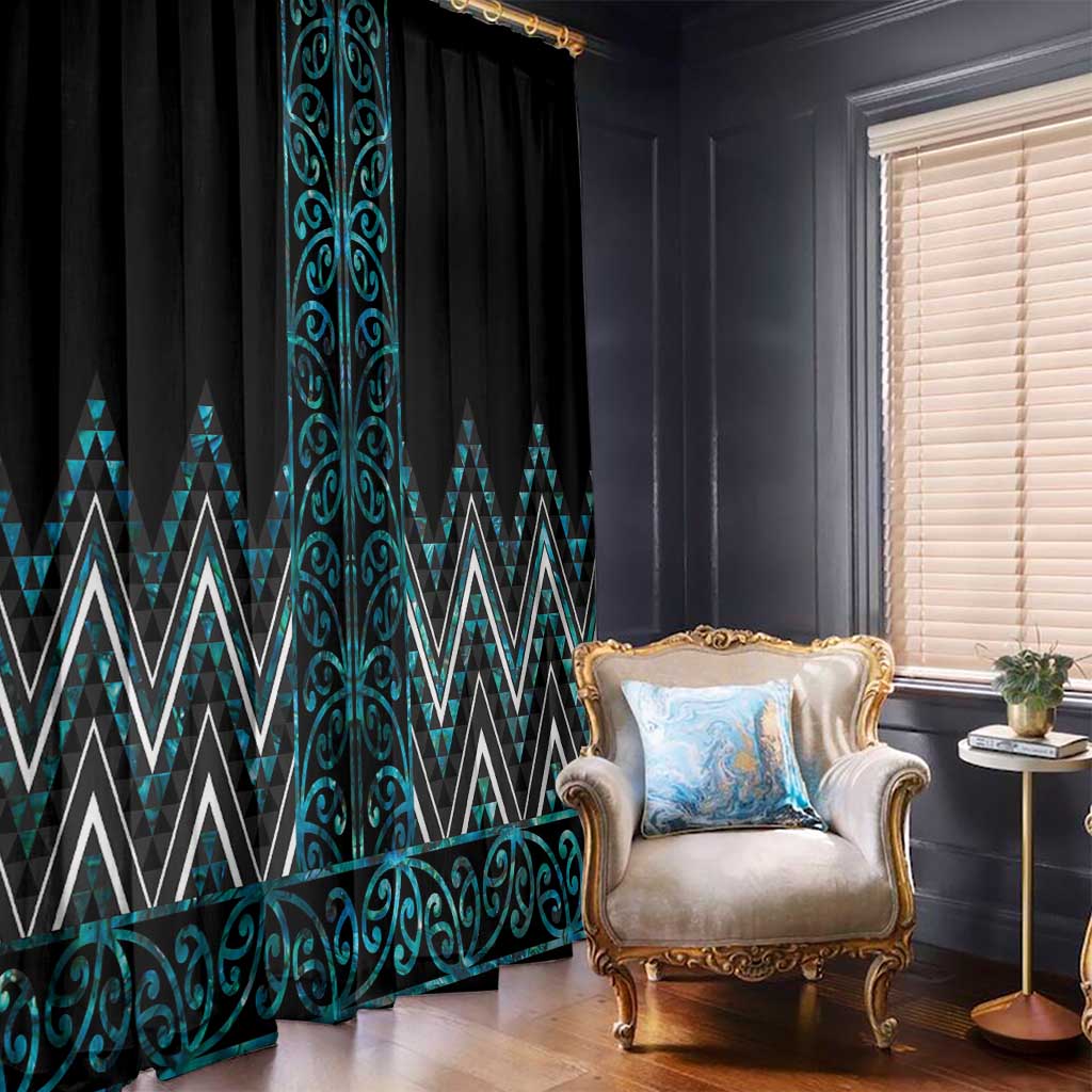 Paua Shell Aotearoa Mangopare Kowhaiwhai and Niho Taniwha Window Curtain Maori New Zealand LT14 - Polynesian Pride