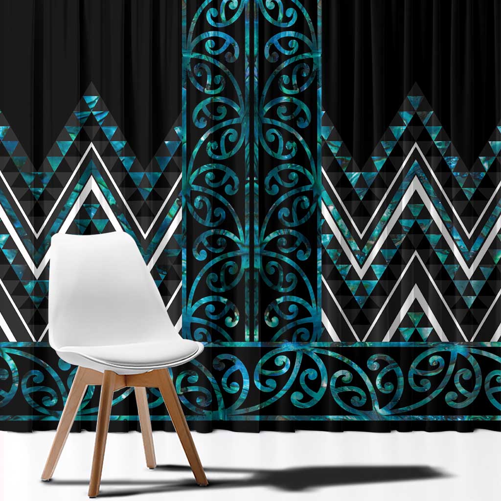 Paua Shell Aotearoa Mangopare Kowhaiwhai and Niho Taniwha Window Curtain Maori New Zealand LT14 - Polynesian Pride