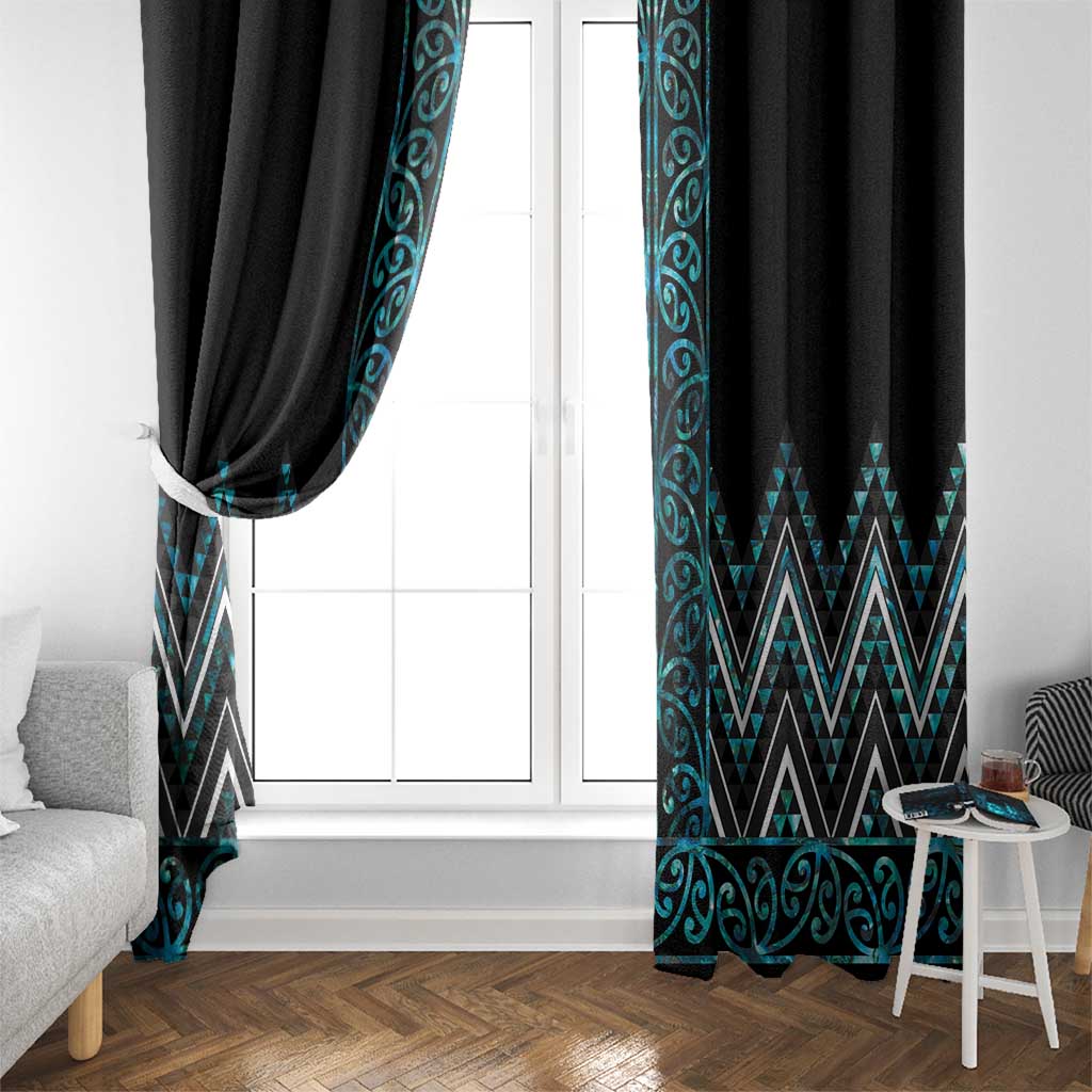 Paua Shell Aotearoa Mangopare Kowhaiwhai and Niho Taniwha Window Curtain Maori New Zealand LT14 - Polynesian Pride