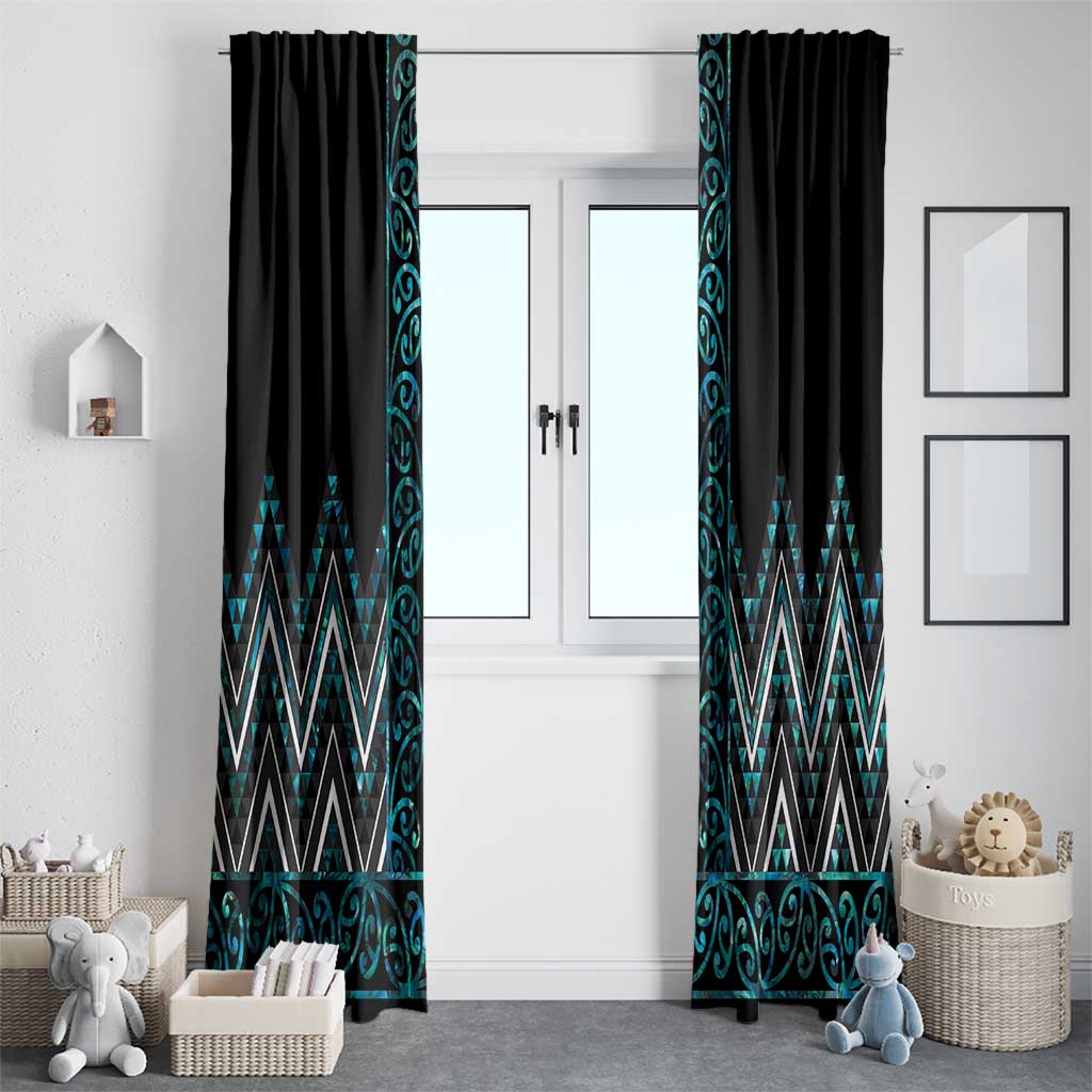 Paua Shell Aotearoa Mangopare Kowhaiwhai and Niho Taniwha Window Curtain Maori New Zealand LT14 - Polynesian Pride