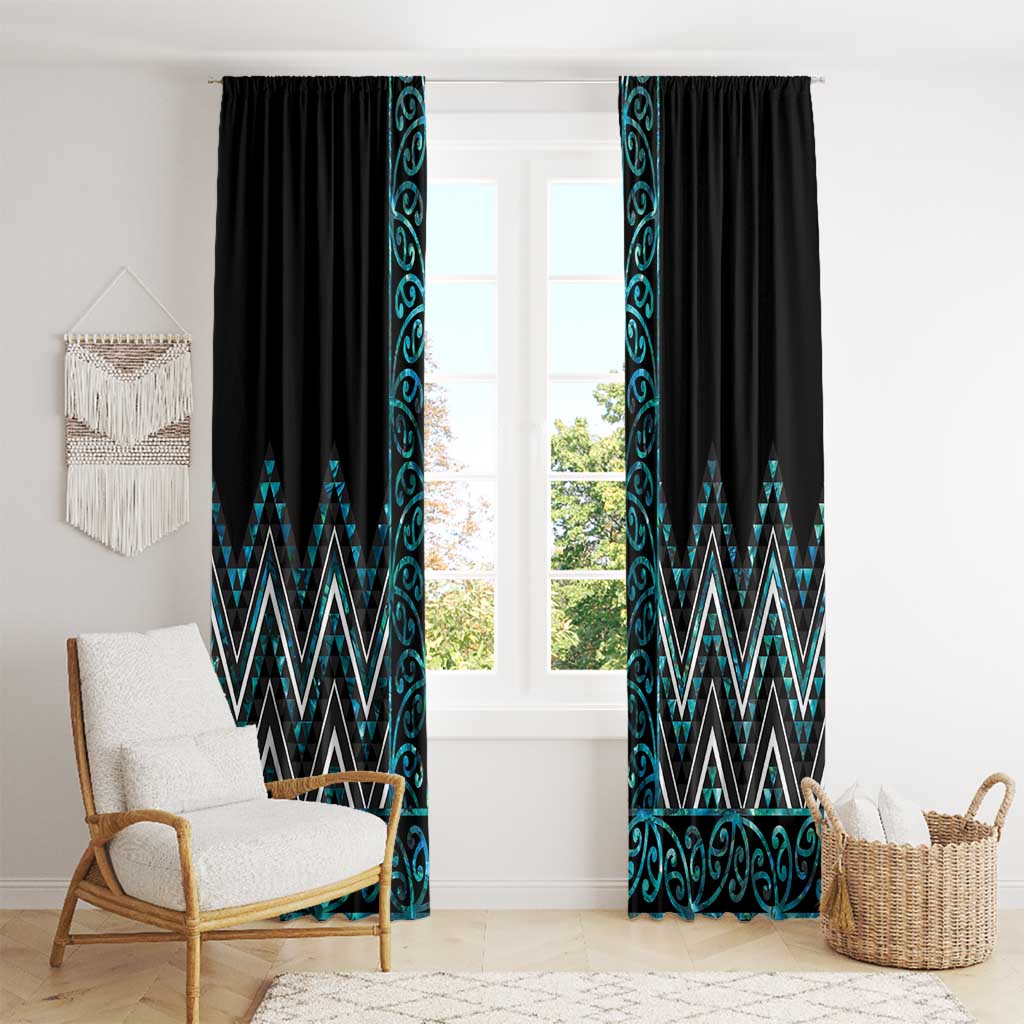Paua Shell Aotearoa Mangopare Kowhaiwhai and Niho Taniwha Window Curtain Maori New Zealand LT14 - Polynesian Pride