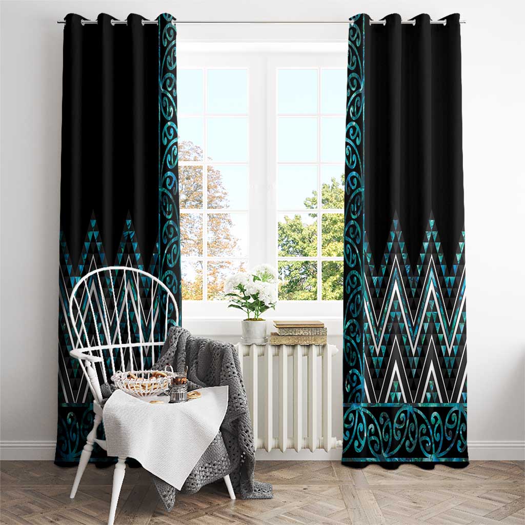 Paua Shell Aotearoa Mangopare Kowhaiwhai and Niho Taniwha Window Curtain Maori New Zealand LT14 - Polynesian Pride