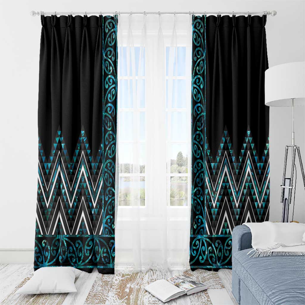 Paua Shell Aotearoa Mangopare Kowhaiwhai and Niho Taniwha Window Curtain Maori New Zealand LT14 - Polynesian Pride