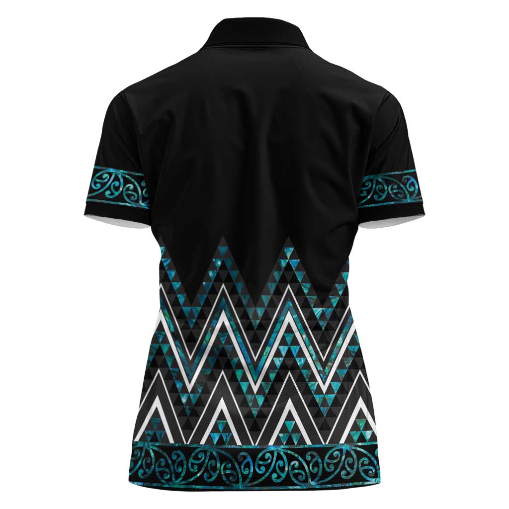 Paua Shell Aotearoa Mangopare Kowhaiwhai and Niho Taniwha Women Polo Shirt Maori New Zealand LT14 - Polynesian Pride