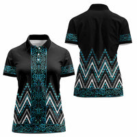 Paua Shell Aotearoa Mangopare Kowhaiwhai and Niho Taniwha Women Polo Shirt Maori New Zealand LT14 - Polynesian Pride