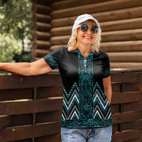 Paua Shell Aotearoa Mangopare Kowhaiwhai and Niho Taniwha Women Polo Shirt Maori New Zealand LT14 - Polynesian Pride