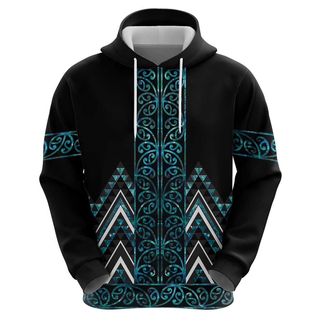 Paua Shell Aotearoa Mangopare Kowhaiwhai and Niho Taniwha Zip Hoodie Maori New Zealand LT14 - Polynesian Pride