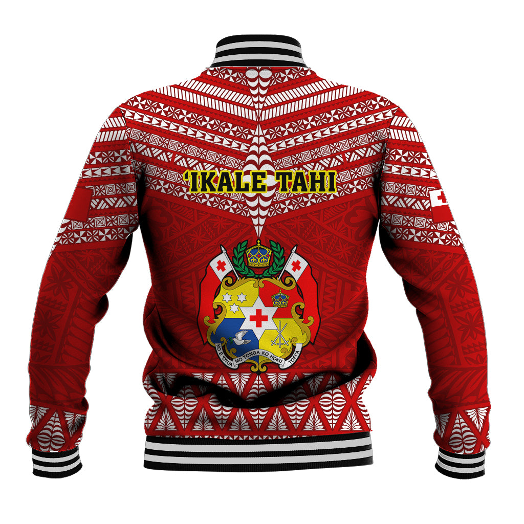 Tonga Rugby Baseball Jacket 2023 World Cup Tongan Kupesi Ngatu Pattern LT14 - Polynesian Pride