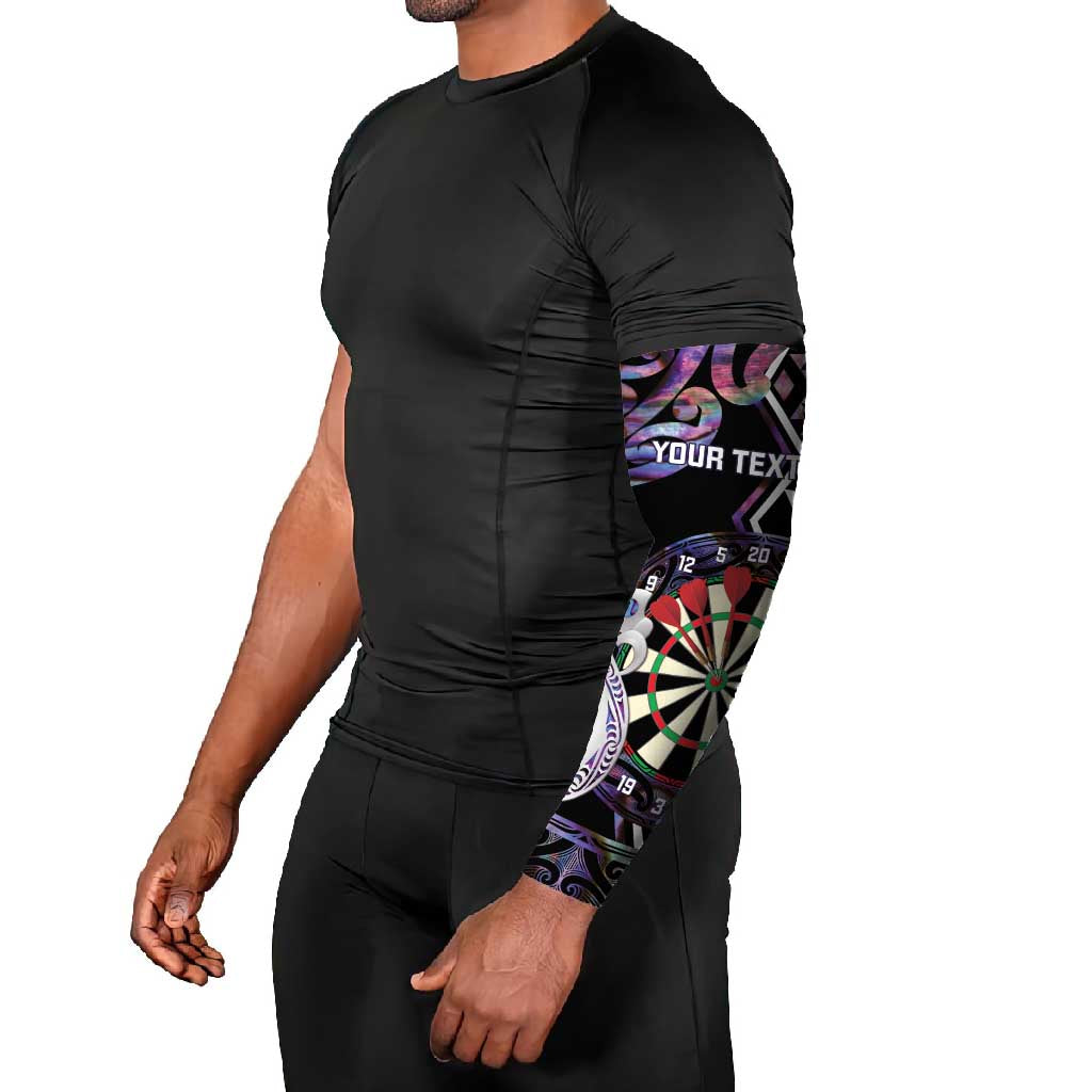 Personalised New Zealand Darts Arm Sleeves Ngutukaka Manaia Taniko Luxury Purple LT14 - Polynesian Pride