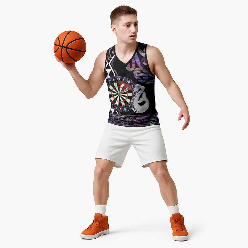 Personalised New Zealand Darts Basketball Jersey Ngutukaka Manaia Taniko Luxury Purple LT14 - Polynesian Pride