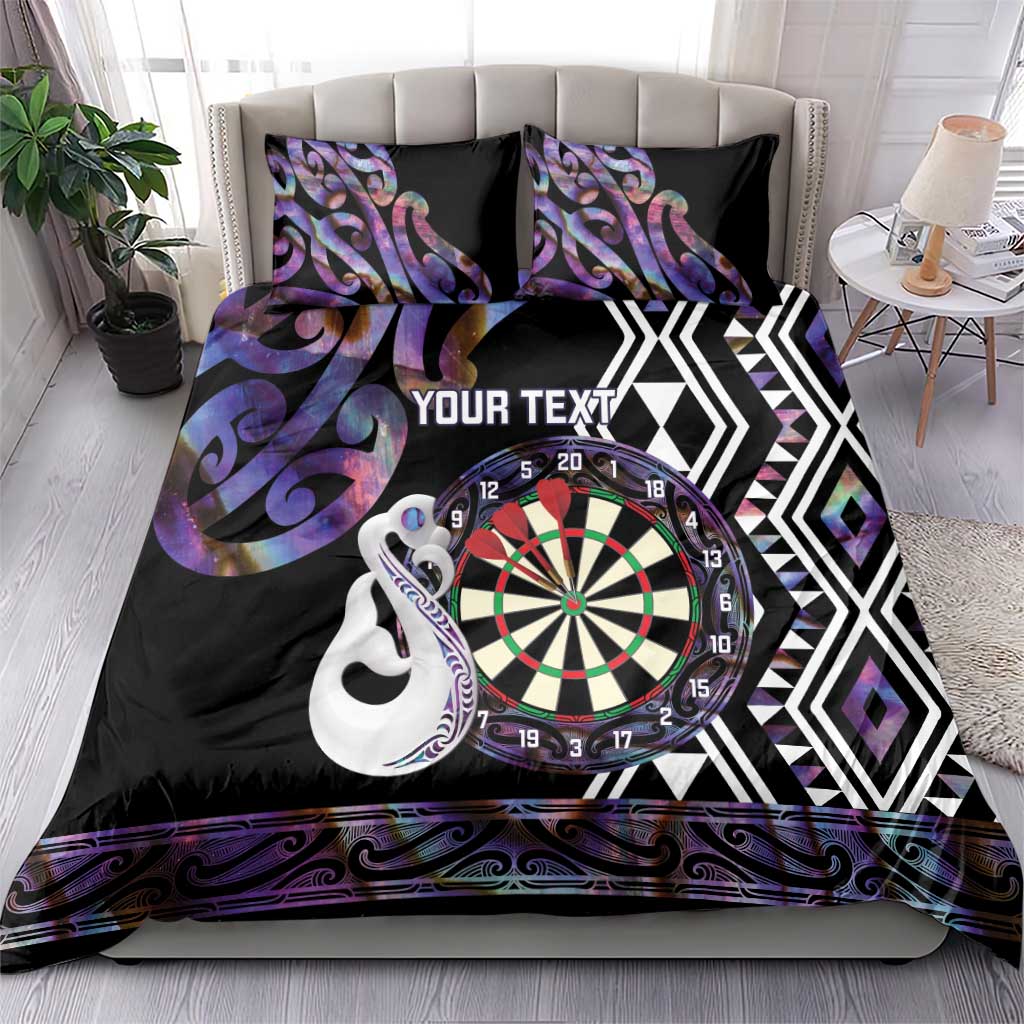 Personalised New Zealand Darts Bedding Set Ngutukaka Manaia Taniko Luxury Purple - Polynesian Pride