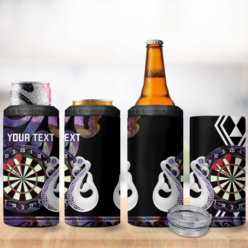 Personalised New Zealand Darts 4 in 1 Can Cooler Tumbler Ngutukaka Manaia Taniko Luxury Purple LT14 - Polynesian Pride