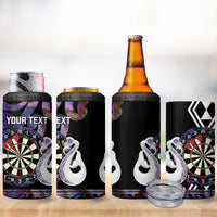 Personalised New Zealand Darts 4 in 1 Can Cooler Tumbler Ngutukaka Manaia Taniko Luxury Purple LT14 - Polynesian Pride