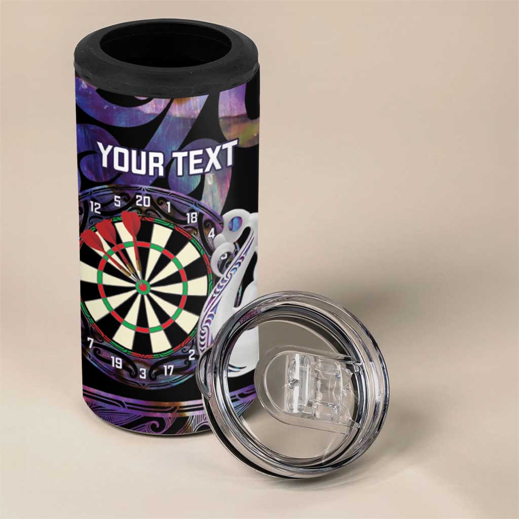 Personalised New Zealand Darts 4 in 1 Can Cooler Tumbler Ngutukaka Manaia Taniko Luxury Purple LT14 - Polynesian Pride