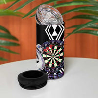 Personalised New Zealand Darts 4 in 1 Can Cooler Tumbler Ngutukaka Manaia Taniko Luxury Purple LT14 - Polynesian Pride
