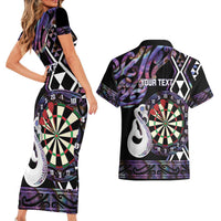 Personalised New Zealand Darts Couples Matching Short Sleeve Bodycon Dress and Hawaiian Shirt Ngutukaka Manaia Taniko Luxury Purple LT14 - Polynesian Pride