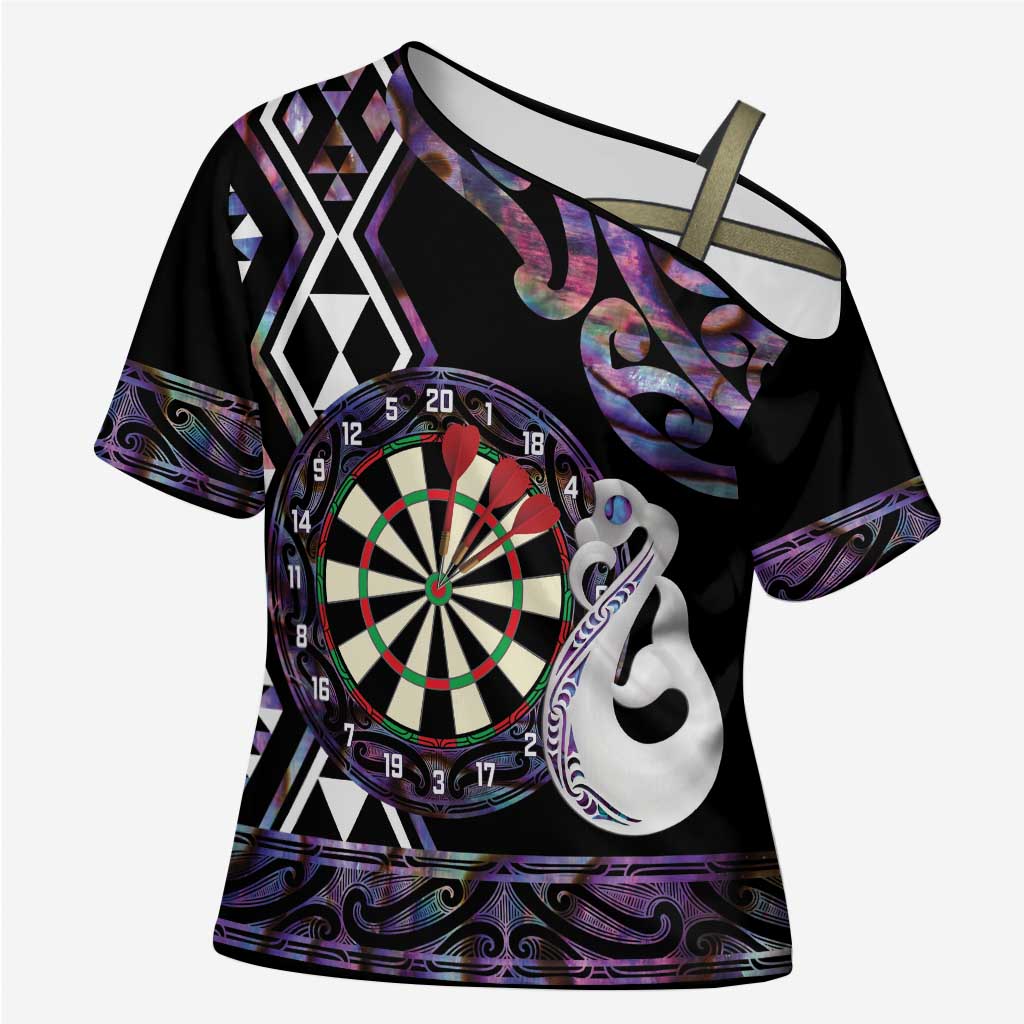 Personalised New Zealand Darts Cross Shoulder Shirt Ngutukaka Manaia Taniko Luxury Purple LT14 Female Purple - Polynesian Pride
