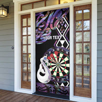 Personalised New Zealand Darts Door Cover Ngutukaka Manaia Taniko Luxury Purple LT14 - Polynesian Pride
