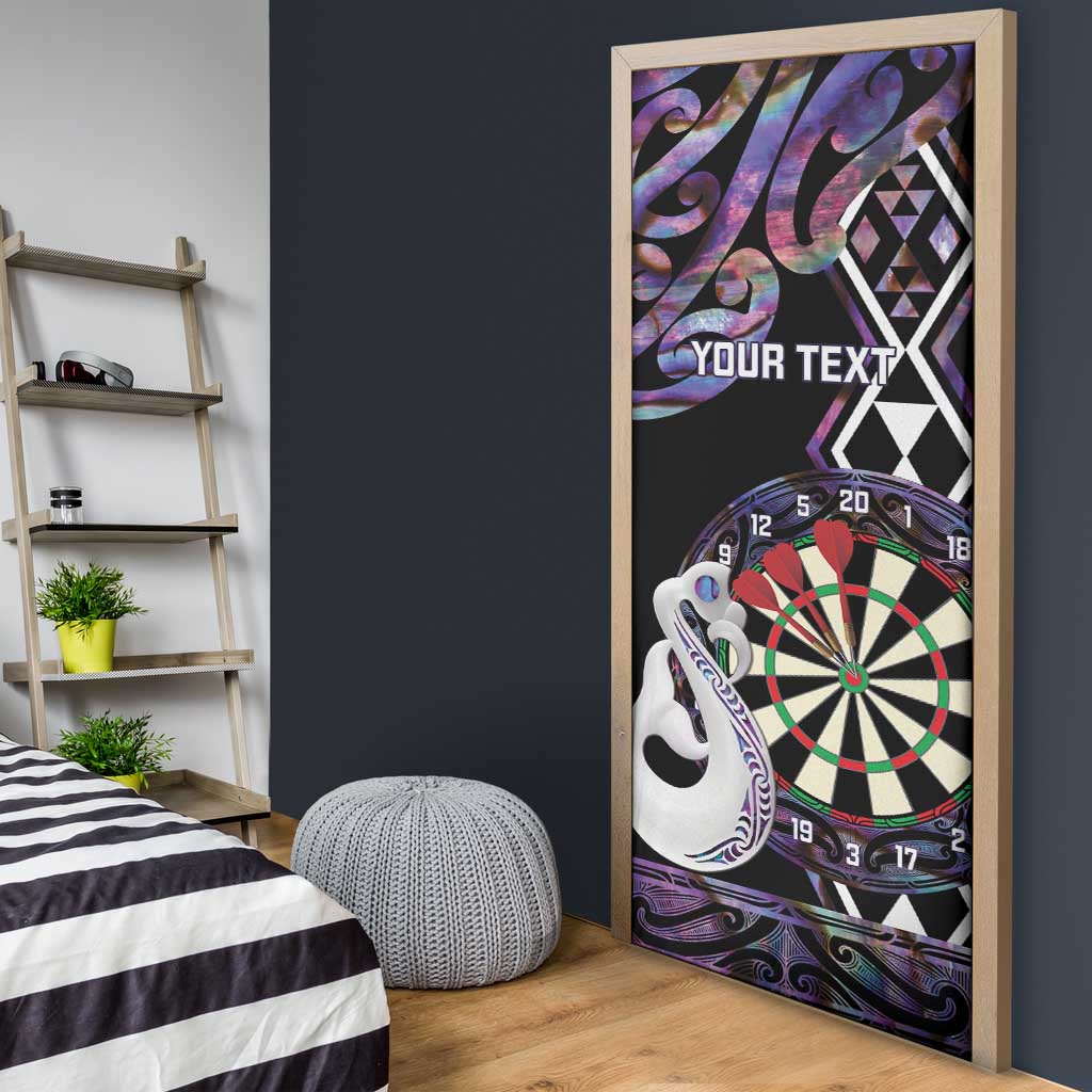 Personalised New Zealand Darts Door Cover Ngutukaka Manaia Taniko Luxury Purple LT14 - Polynesian Pride