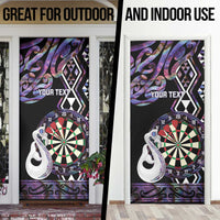 Personalised New Zealand Darts Door Cover Ngutukaka Manaia Taniko Luxury Purple LT14 - Polynesian Pride