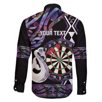 Personalised New Zealand Darts Family Matching Long Sleeve Bodycon Dress and Hawaiian Shirt Ngutukaka Manaia Taniko Luxury Purple LT14 - Polynesian Pride