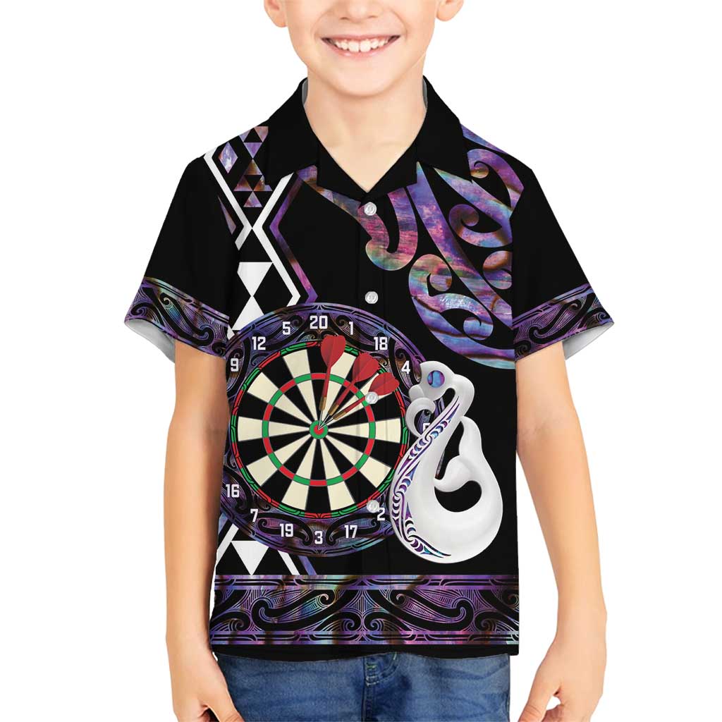 Personalised New Zealand Darts Family Matching Long Sleeve Bodycon Dress and Hawaiian Shirt Ngutukaka Manaia Taniko Luxury Purple LT14 Son's Shirt Purple - Polynesian Pride