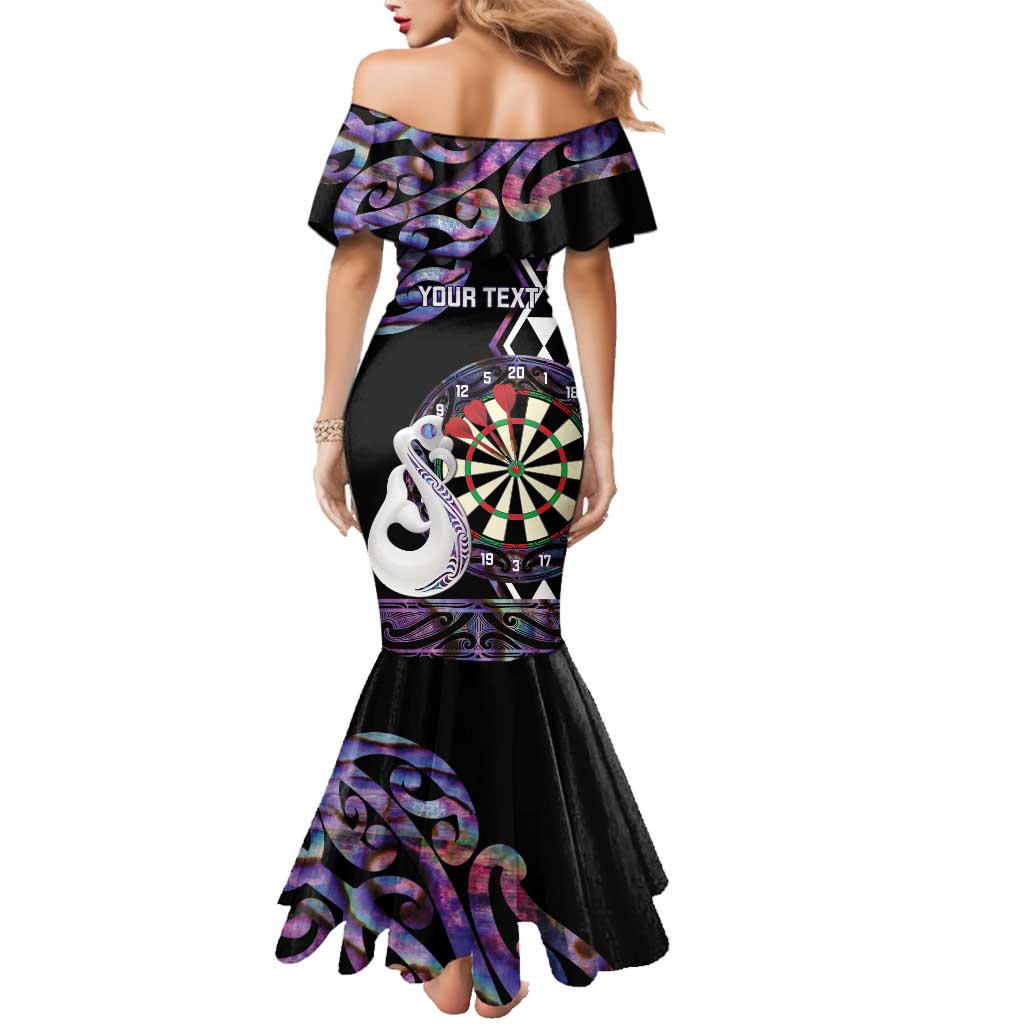 Personalised New Zealand Darts Family Matching Mermaid Dress and Hawaiian Shirt Ngutukaka Manaia Taniko Luxury Purple LT14 - Polynesian Pride