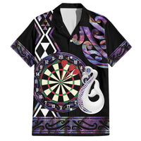 Personalised New Zealand Darts Family Matching Off Shoulder Maxi Dress and Hawaiian Shirt Ngutukaka Manaia Taniko Luxury Purple LT14 Dad's Shirt - Short Sleeve Purple - Polynesian Pride