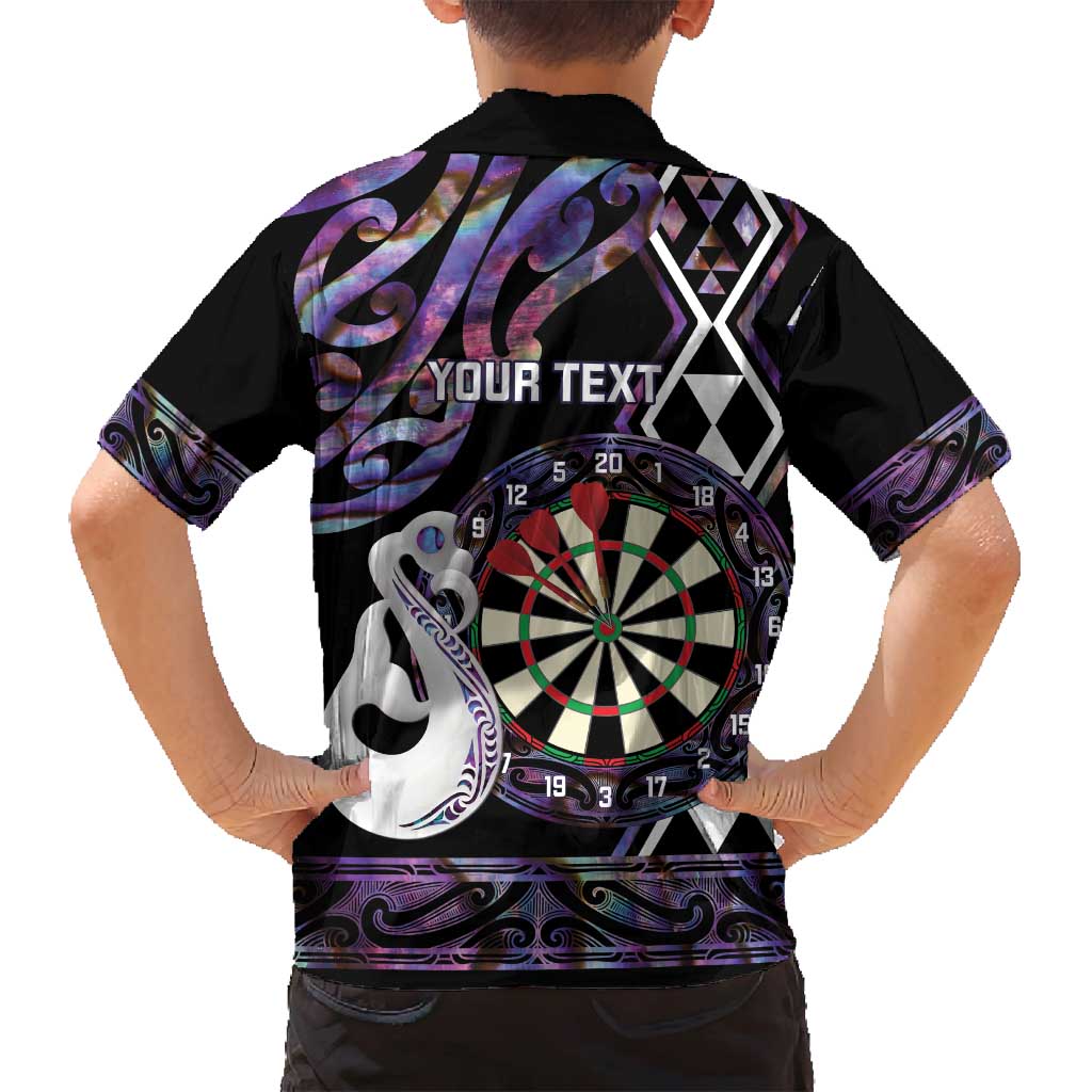 Personalised New Zealand Darts Family Matching Puletasi and Hawaiian Shirt Ngutukaka Manaia Taniko Luxury Purple LT14 - Polynesian Pride