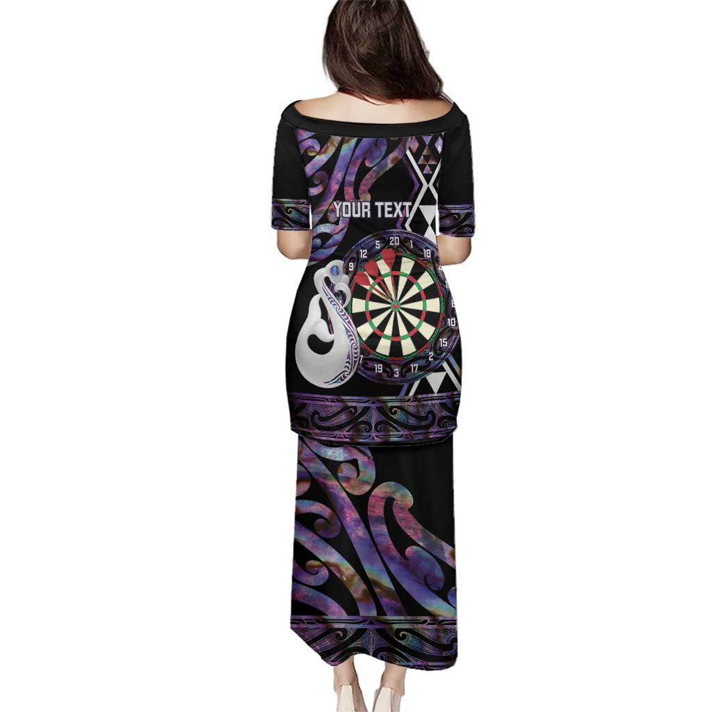 Personalised New Zealand Darts Family Matching Puletasi and Hawaiian Shirt Ngutukaka Manaia Taniko Luxury Purple LT14 - Polynesian Pride