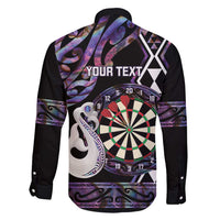 Personalised New Zealand Darts Family Matching Short Sleeve Bodycon Dress and Hawaiian Shirt Ngutukaka Manaia Taniko Luxury Purple LT14 - Polynesian Pride
