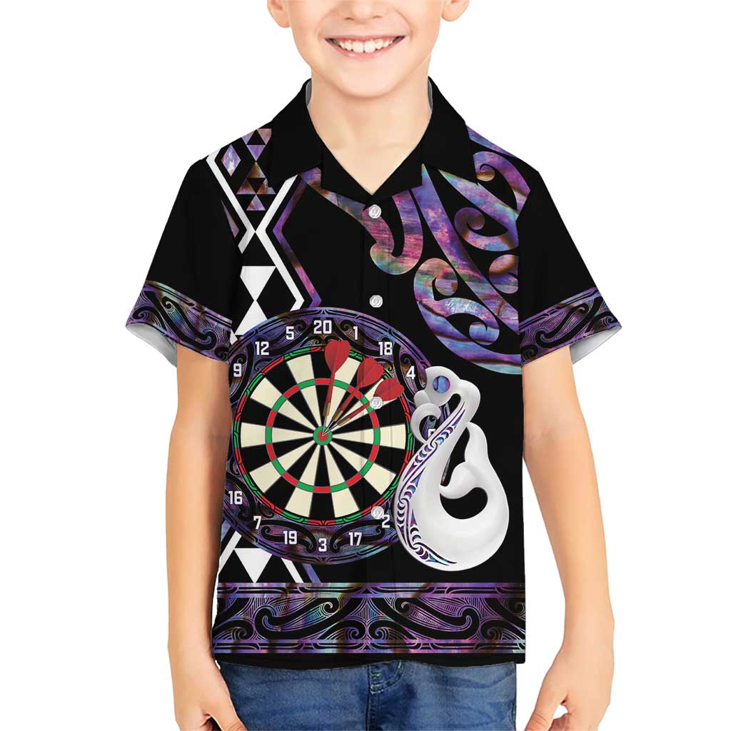 Personalised New Zealand Darts Family Matching Short Sleeve Bodycon Dress and Hawaiian Shirt Ngutukaka Manaia Taniko Luxury Purple LT14 Son's Shirt Purple - Polynesian Pride