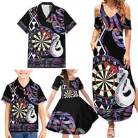 Personalised New Zealand Darts Family Matching Summer Maxi Dress and Hawaiian Shirt Ngutukaka Manaia Taniko Luxury Purple LT14 - Polynesian Pride