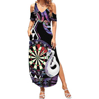 Personalised New Zealand Darts Family Matching Summer Maxi Dress and Hawaiian Shirt Ngutukaka Manaia Taniko Luxury Purple LT14 Mom's Dress Purple - Polynesian Pride