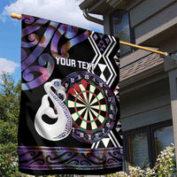 Personalised New Zealand Darts Garden Flag Ngutukaka Manaia Taniko Luxury Purple LT14 - Polynesian Pride