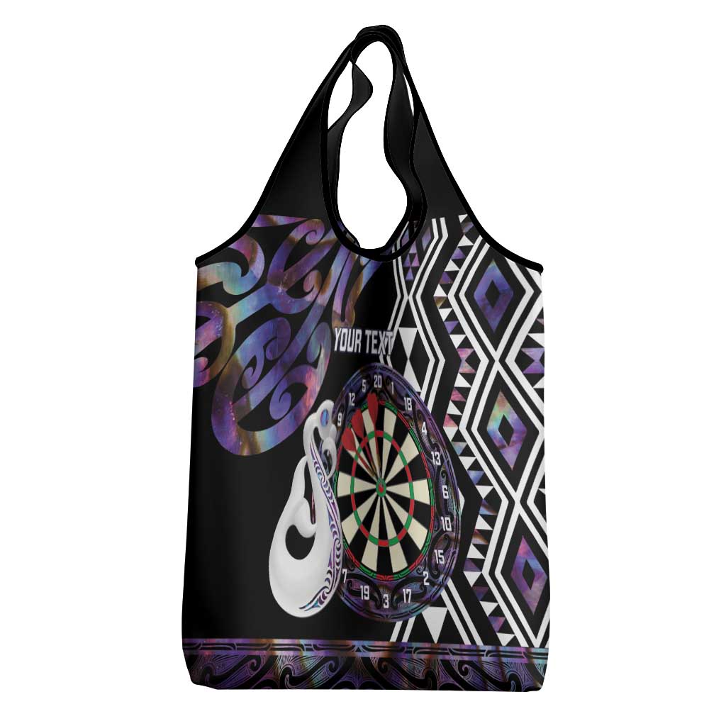 Personalised New Zealand Darts Grocery Bag Ngutukaka Manaia Taniko Luxury Purple LT14 - Polynesian Pride