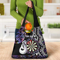 Personalised New Zealand Darts Grocery Bag Ngutukaka Manaia Taniko Luxury Purple LT14 - Polynesian Pride