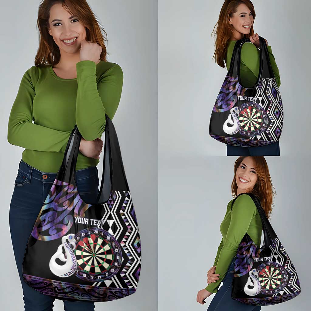 Personalised New Zealand Darts Grocery Bag Ngutukaka Manaia Taniko Luxury Purple LT14 - Polynesian Pride