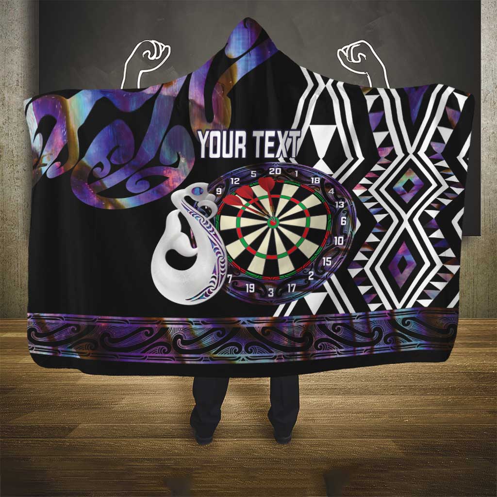 Personalised New Zealand Darts Hooded Blanket Ngutukaka Manaia Taniko Luxury Purple LT14 - Polynesian Pride